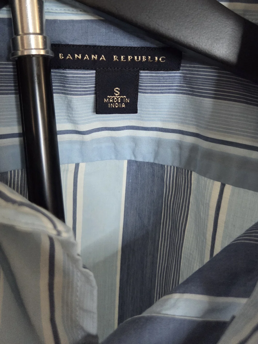 Men's Blue Striped Short-Sleeve Shirt by Banana Republic